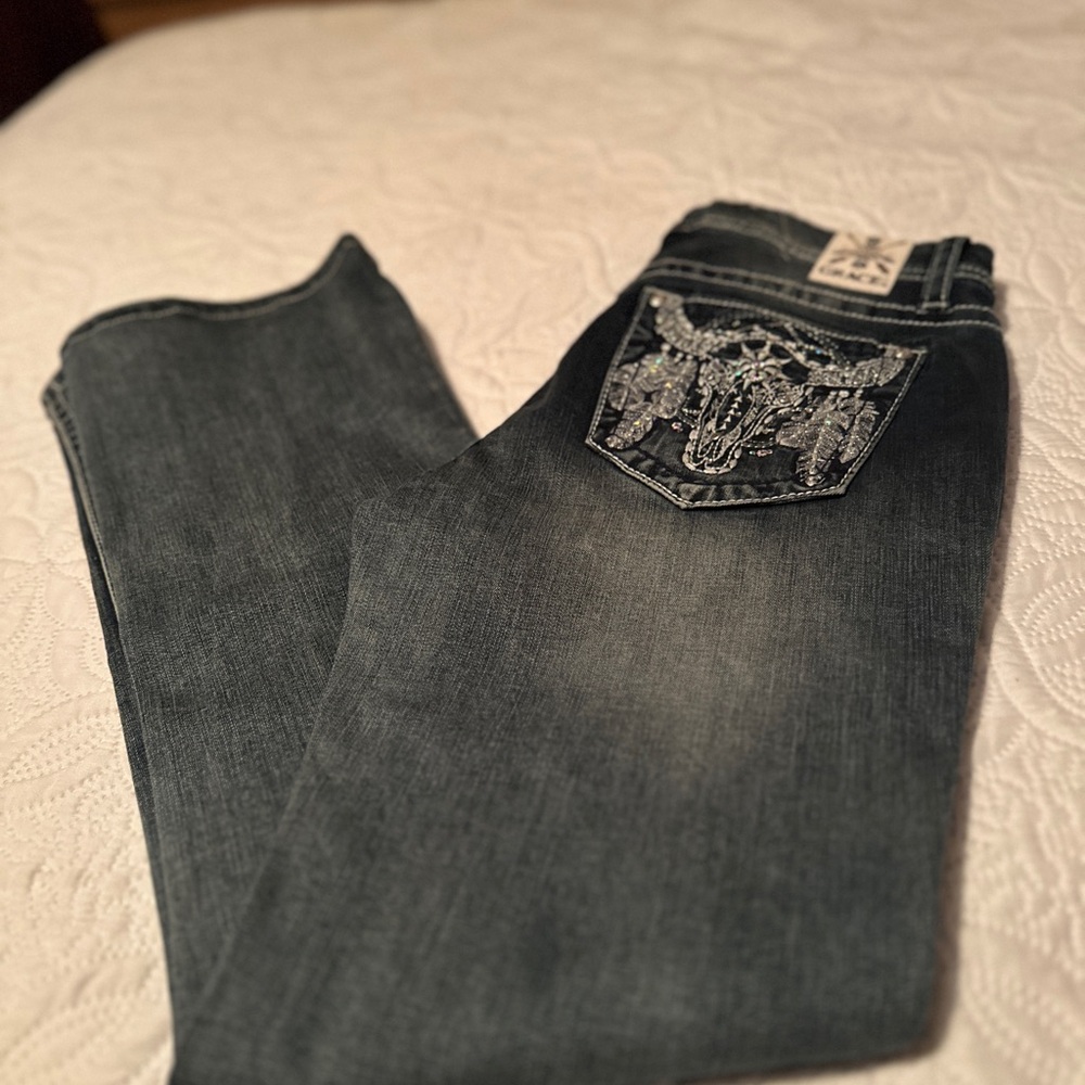 Grace Boot Cut Jeans with Embellished and Bejewelled Pockets